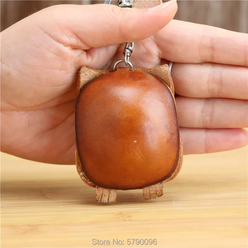 Leather handmade creative owl bag accessories keychain pendant super cute animal children's small gift | Багаж и сумки