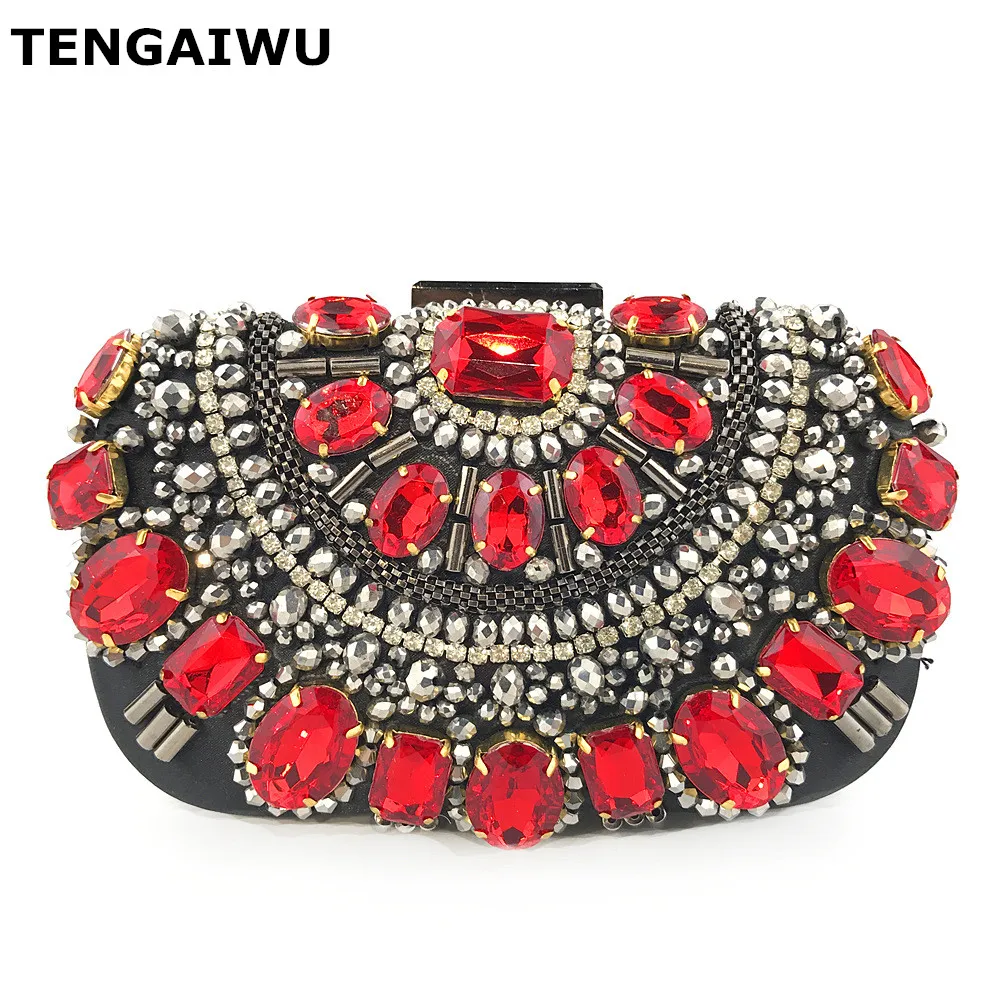 Красный клатч сумочки Кристальный вечерний женские сумки для женщин 2019 стразы