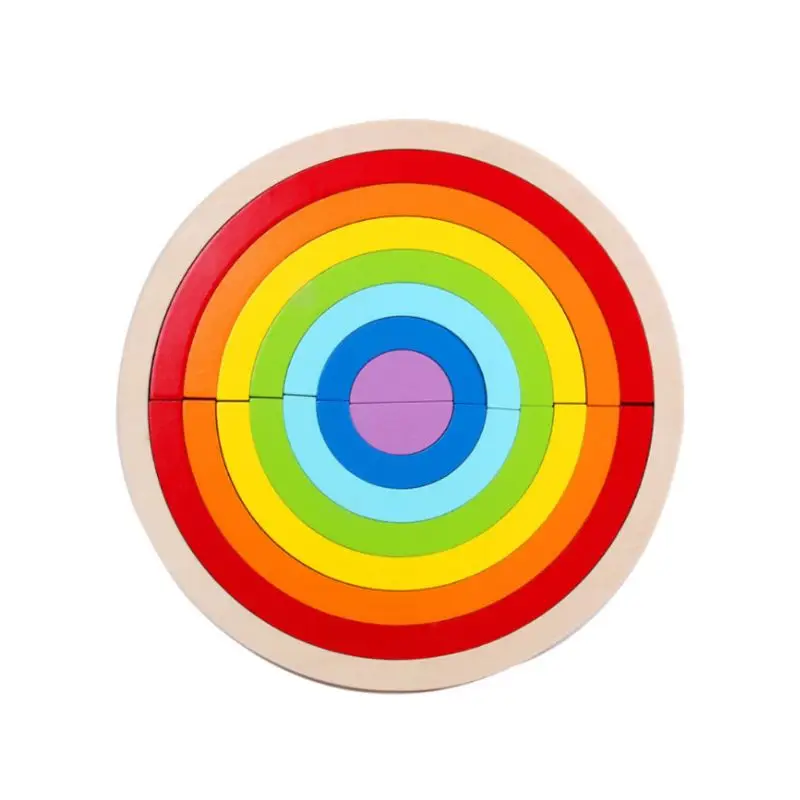 Красочные деревянные блоки-пазлы игрушки для детей креативный Радужный