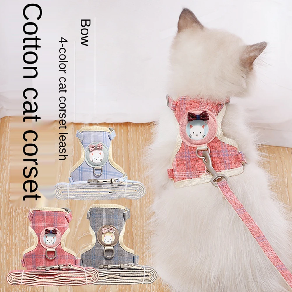 Поводок для прогулок на улице с принтом котят регулируемый нагрудный ремень