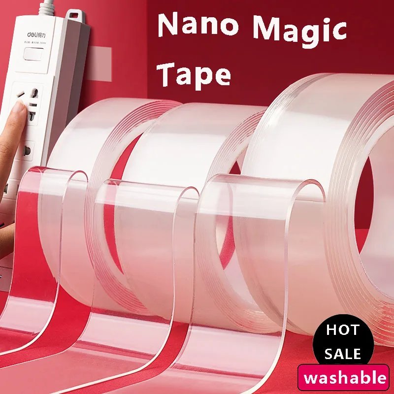 

High-quality Transparent Double-sided Nano Magic Tape Double Sided Tape NoTrace Reusable Waterproof Adhesive Tape Cleanable