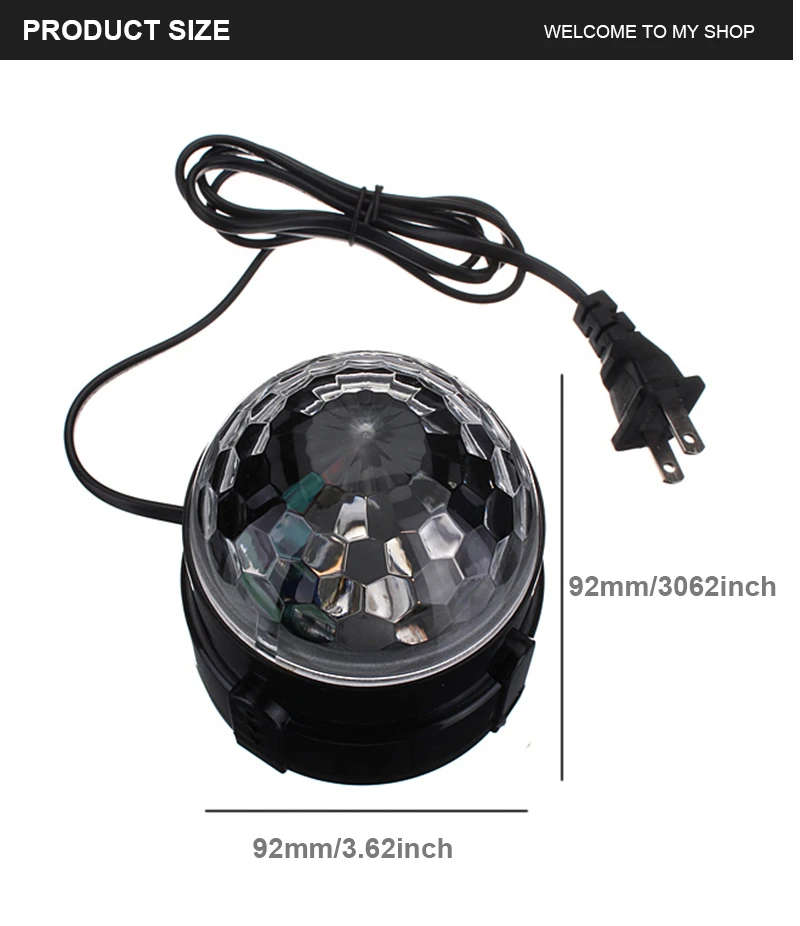 Мини RGB LED хрустальный вращающийся шар светильник s со звуковым активацией