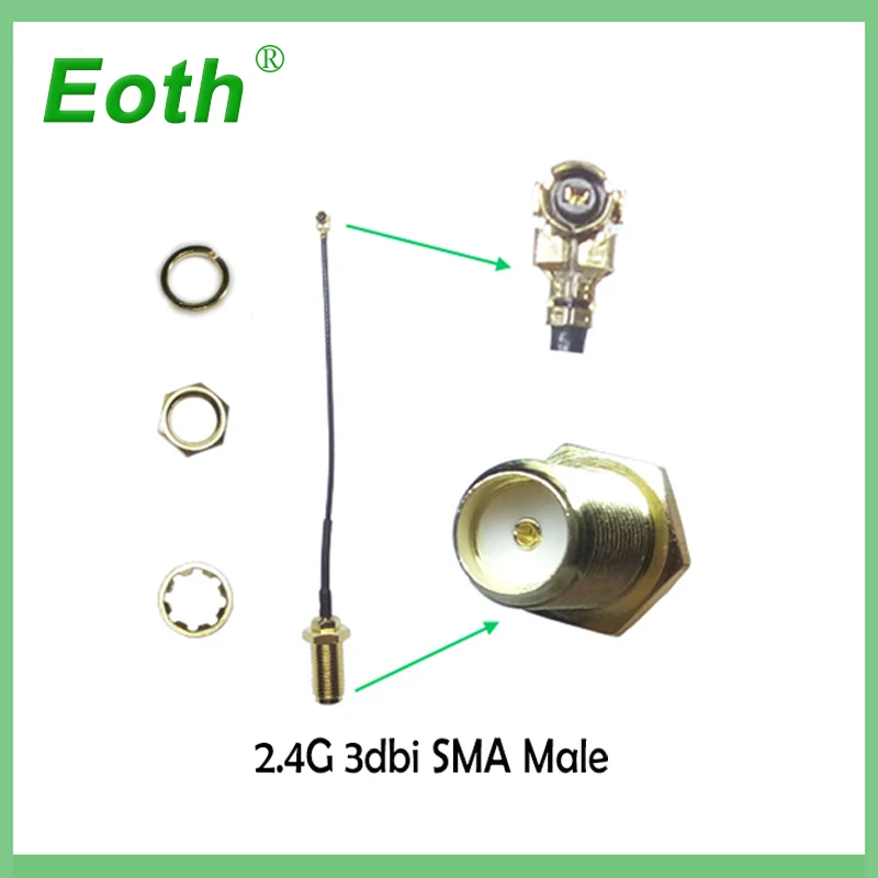 Антенна 2,4 Ghz wifi 2~ 3dbi SMA male 2,4G antena wi fi antenne Zigbee небольшого размера антенна+ PCI U. FL IPX to RP-SMA кабель-косичка