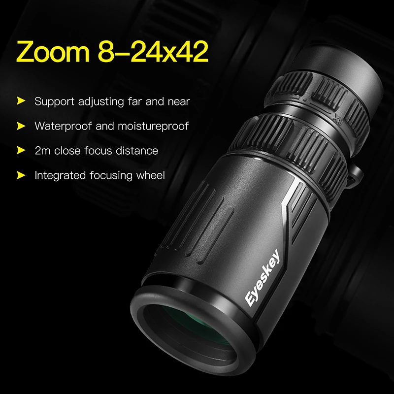 Eyeskey 8-24X42 Портативный Монокуляр компактный и водонепроницаемый Bak4 призма мобильный телефон телескоп Монокуляры для наружного кемпинга Hungt