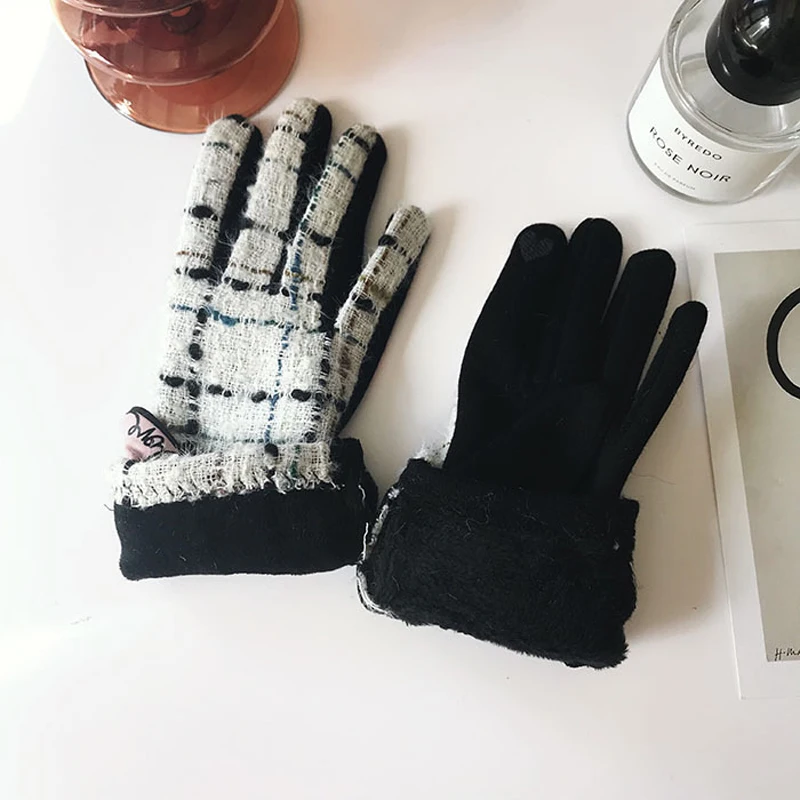 2019 зимние женские перчатки маленький аромат стильные шерстяные для стрельбы из