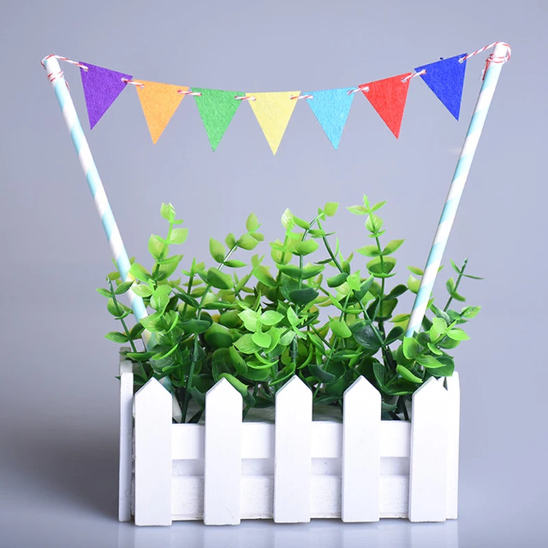 2 шт. милый мультяшный торт на день рождения треугольные буквы украшения с флагом