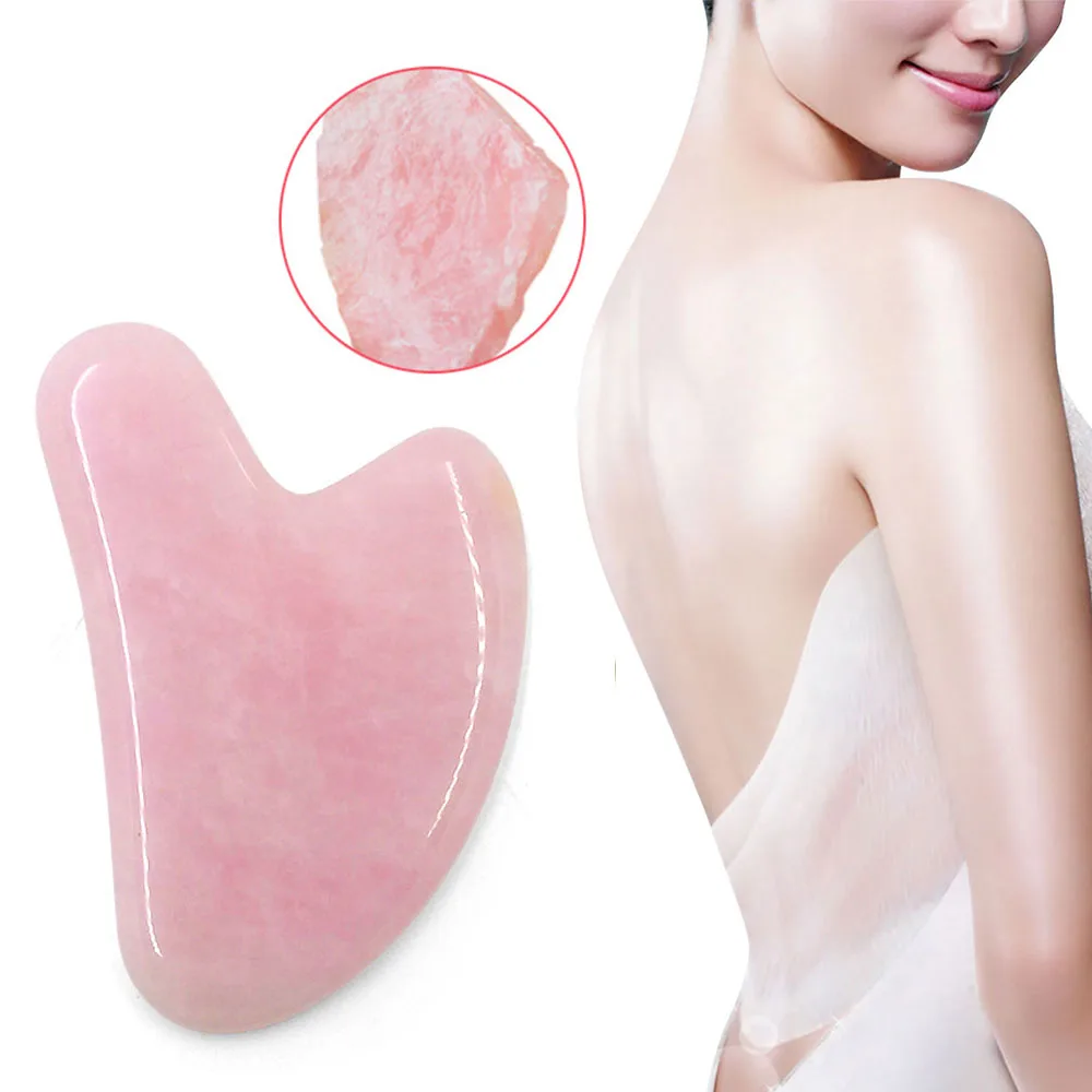 Розовый кварц Нефритовый ролик массажер для лица похудения роликовый камень