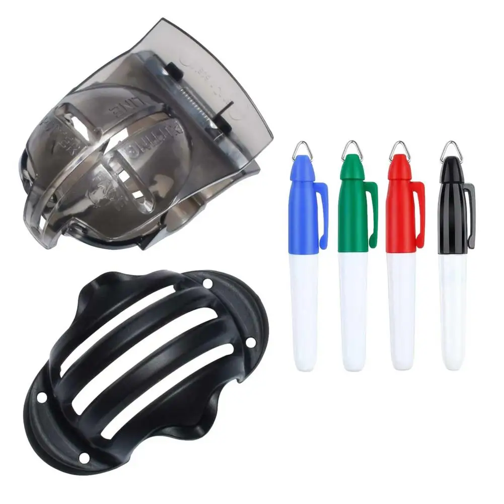 Golf Ball Triple Track 3 Line Marker Chrome Stencil +4Pcs Pen Liner Drawing Tool 6-Pcs Marking Kit | Спорт и развлечения