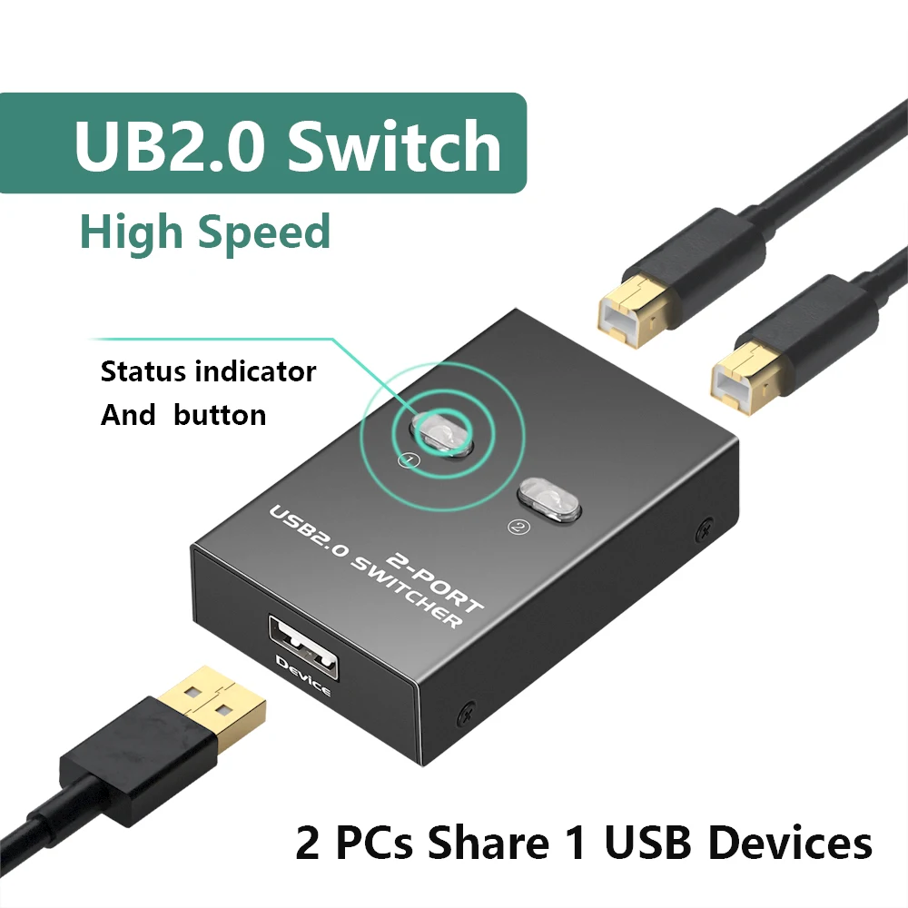 

Устройство для совместного использования принтера USB2.0, устройство переключения 2 в 1, 2-портовый, ручной, стандартный конвертер