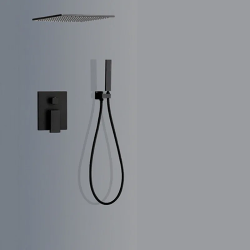 Blue whale Yiyu copper concealed shower set with embedded wall cold and hot black hidden | Строительство и ремонт