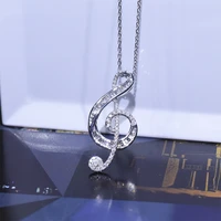 exquisite fashion bling silver color zircon music musical note pendant clavicle necklace for women elegant engagement jewelry