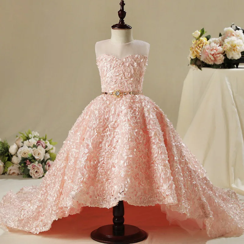 

Evening Dresses For Girls 3y- 14y Flower Ball Gown Girls Party Dress Sleeveslss Teenage Girl Ceremony Dress robe soiree enfant