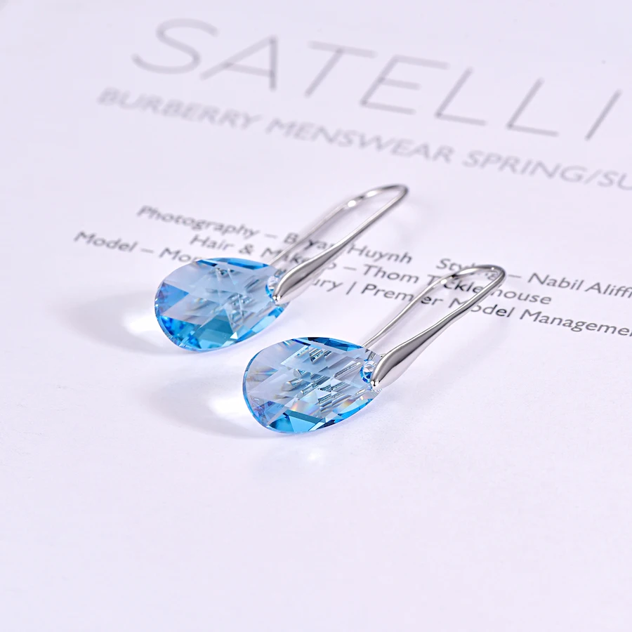 Серьги-капли воды для женщин новые модные Кристаллы от SWAROVSKI серебряный цвет кулон серьги-капельки с имитацией листьев ювелирные изделия подарок для девочки