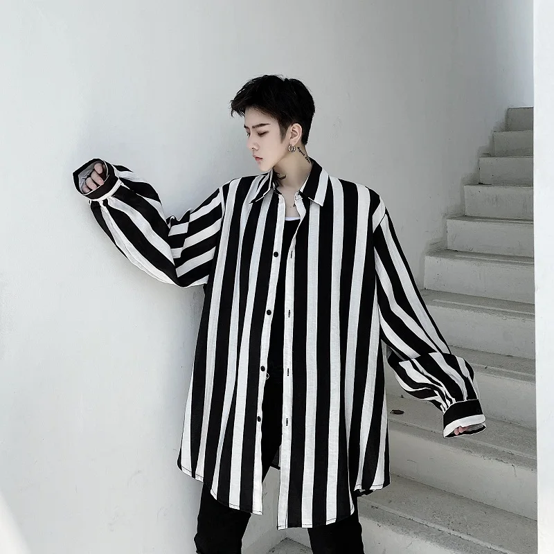 Винтажные Модные полосатые рубашки для мужчин и женщин уличная одежда в стиле