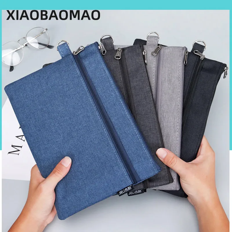 1PC Waterproof 2 Layers Oxford cloth Zipper A4 File Folder Bag Document Paper Organizer Storage Protective Bag Stationery