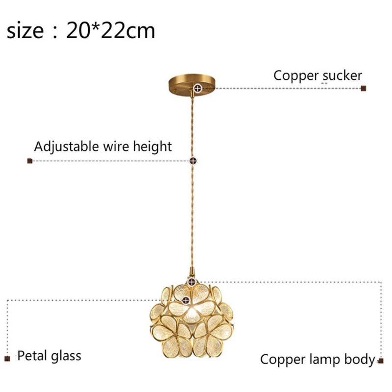Скандинавская стеклянная Подвесная лампа в форме цветка американский роскошный