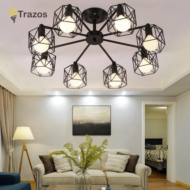 Винтажные люстры несколько стержней из кованого железа потолочный светильник E27