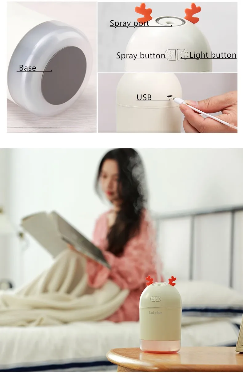 Портативный увлажнитель воздуха с оленем USB отрицательные ионы автомобильный