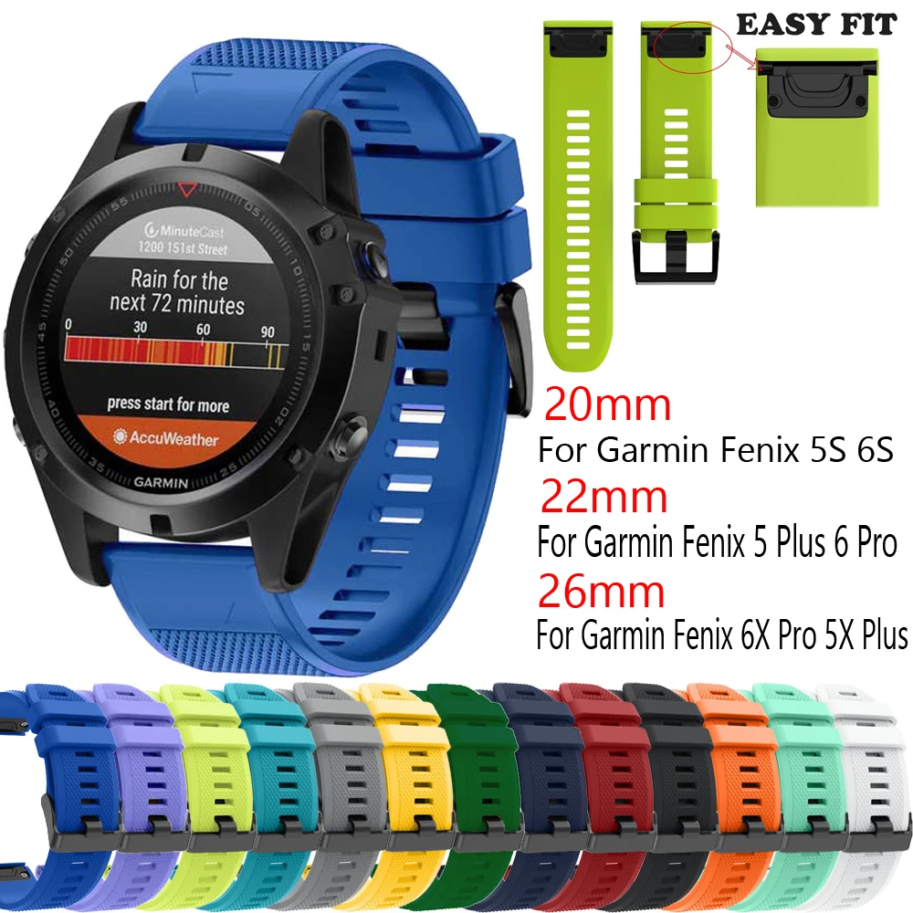 

20 22 26MM fashion style Strap For Garmin Fenix 5S 5X 5 Plus Easyfit Watch Silicone Wrist Band Strap Fo Fenix 6 6S 6X Pro Correa
