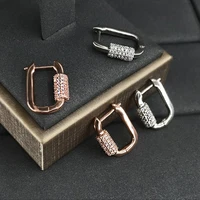 s925 sterling silver february new pink gold buckle earrings female fashion earrings jewelry simple banquet attended