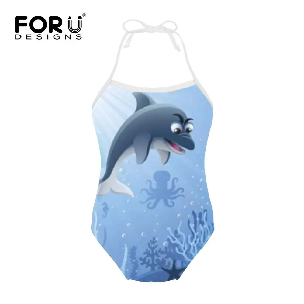 FORUDESIGNS/милый цельный костюм с принтом дельфина; купальный костюм для девочек; детская одежда для купания; одежда для купания для малышей; летний купальный костюм