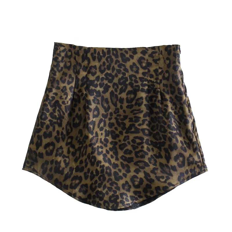 

Женская элегантная леопардовая ассиметричная мини-юбка, осень 2021, модная женская юбка на молнии с высокой талией, женская повседневная юбка...