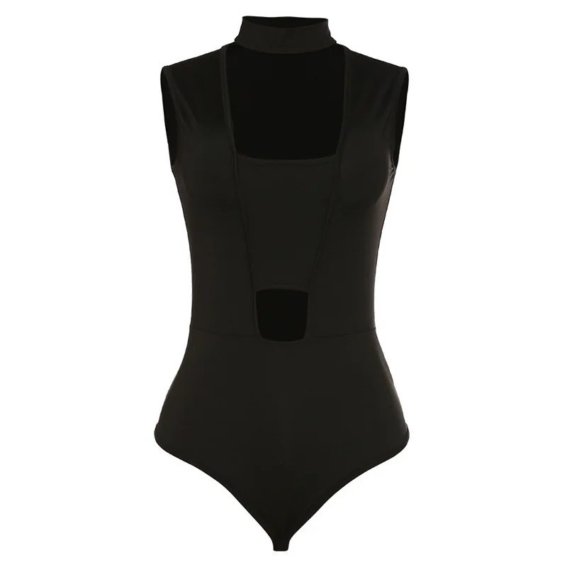 black corset bodysuit Black Sexy Bodysuit Women Hollow Out O Neck Sleeveless Bodycon Shirt Jumpsuit Elastic Summer Casual Party Bodysuits Streetwear nude bodysuit