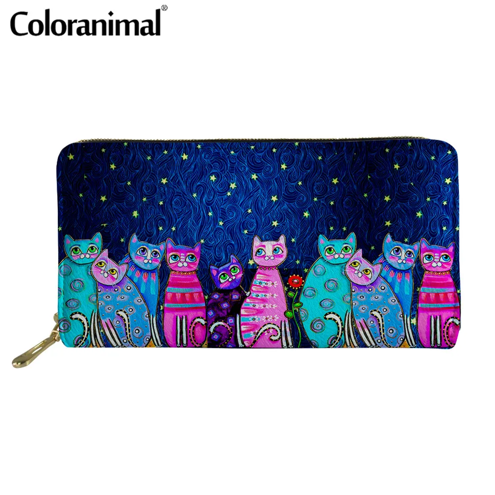 Модный кошелек из искусственной кожи с рисунком кошки Coloranimal для женщин лидер