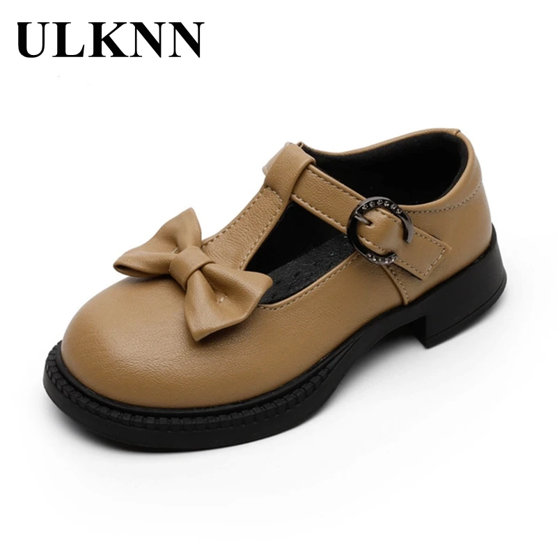 

ULKNN Girls Princess Shoes 2021 New Soft-soled Children's Single Shoes Kid's Show Black Small Leather Bow Baby Brogue Shoes