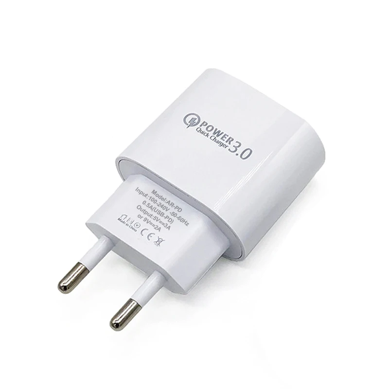 Адаптер для быстрой зарядки PD кабель USB C iPhone 11 Pro XR X Xs Samsung S20 европейская вилка