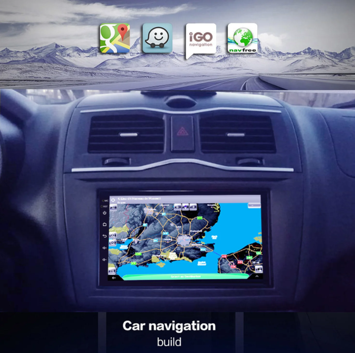 

Double din Universal 7 inch car multimedia player GPS navigation radio FM android 10 system with touch buttons