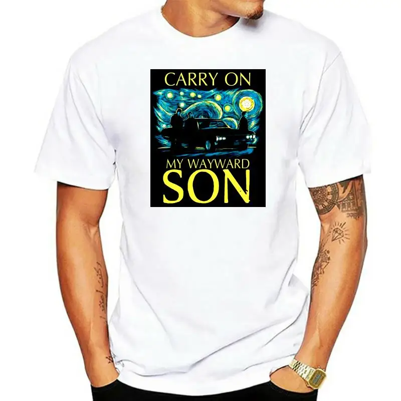 

Supernatural Carry On My Wayward Son Starry Night T Shirt Black Cotton Men S 6Xl 011587