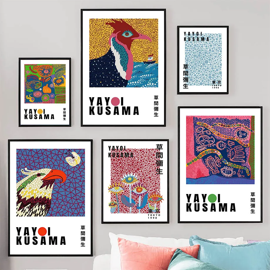 

Yayoi Kusama Exhibition Abstract Wall Art Canvas Painting Nordic Posters And Prints Modern Wall Pictures For Living Room Decor