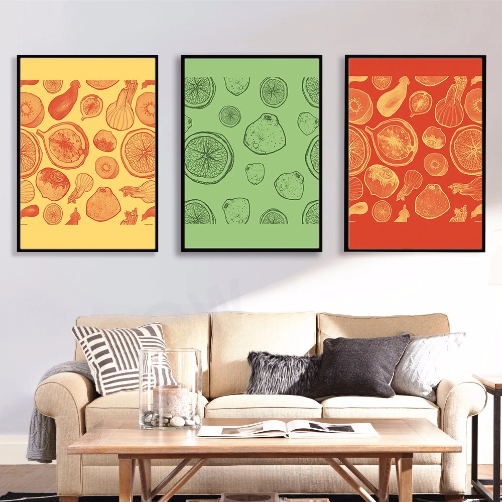 

Fruit Canvas Painting Light Green Lemons Posters Print Plant Root Yellow Orange Wall Art Nature Pictures For Dining Room Decor