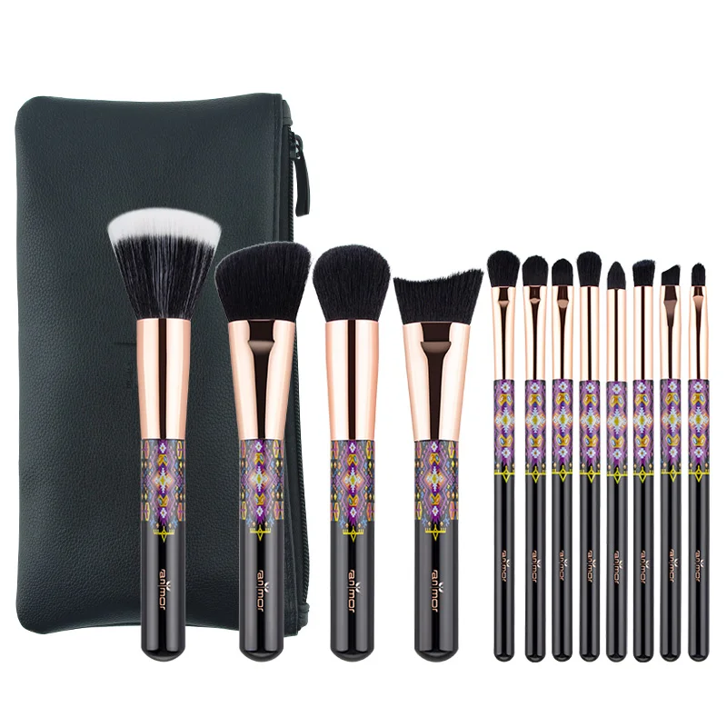 

Anmor 12PCS Makeup Brushes Set With Bag Professional Make Up Brush For Foundation Eyeshadow Blush Eyebrow Cosmetics Tool Kit
