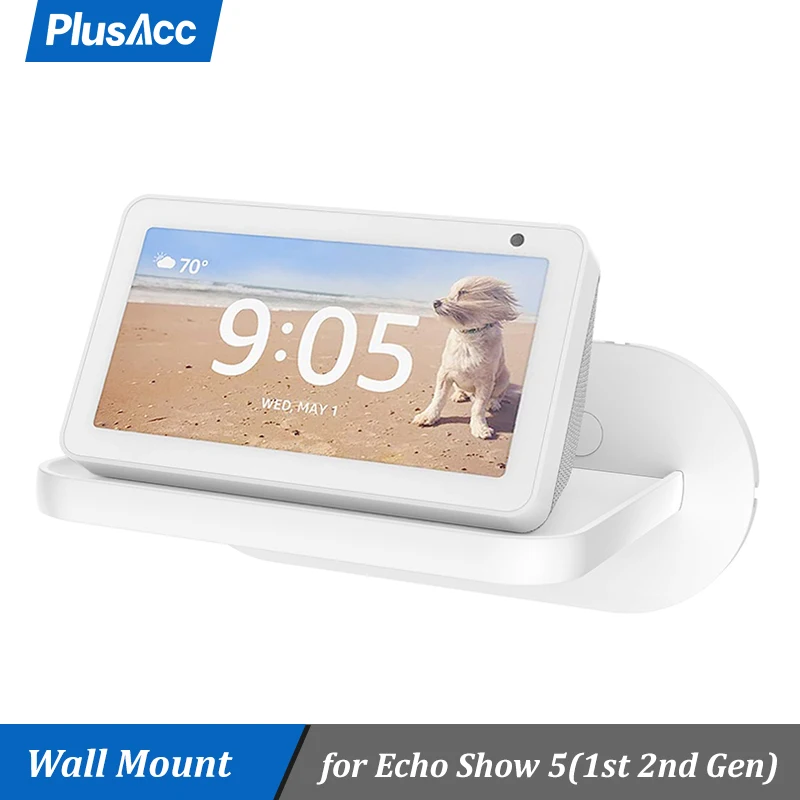 Держатель для настенного крепления PlusAcc для Echo Show 5 (1-го, 2-го и 3-го поколения), полка Anker Soundcore Mini с управлением кабелями.