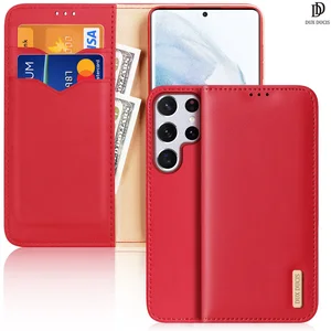 For Samsung Galaxy S22 ULTRA Case DUX DUCIS Hivo Series Flip Cover Luxury Real Leather Wallet Case 360Â° Protection Steady Stand