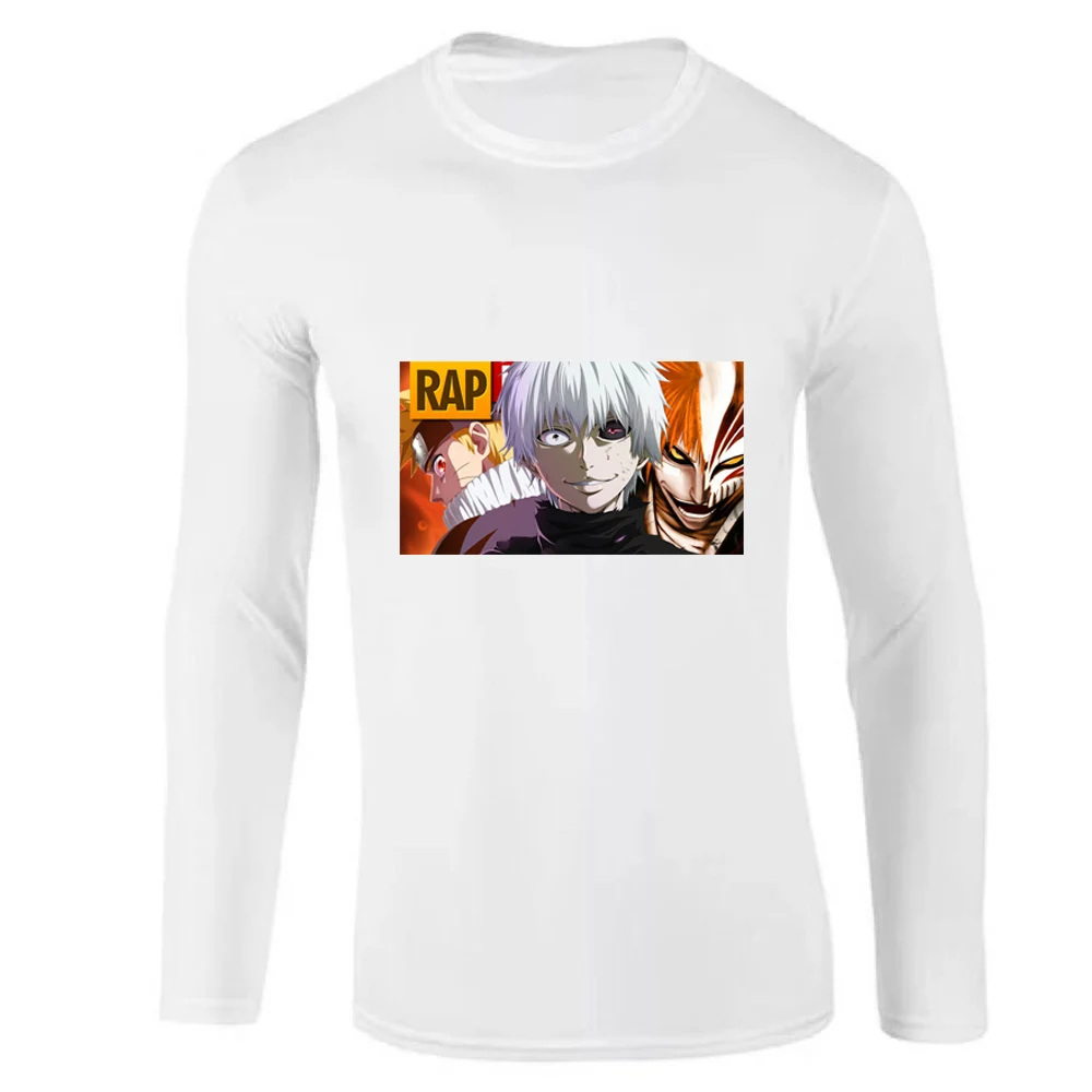 Мужская хлопковая футболка с длинным рукавом Повседневная белая облегающая для