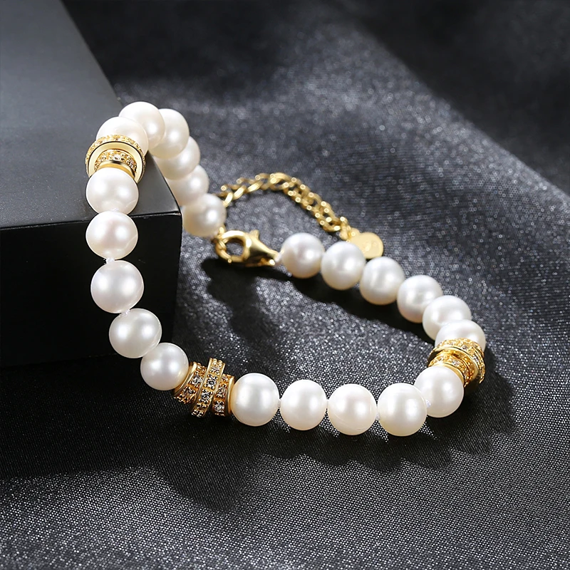 Женский браслет из серебра 925 пробы с белым жемчугом | Украшения и аксессуары