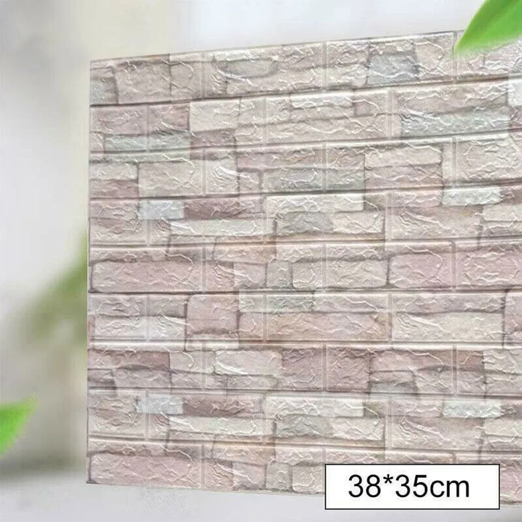 

10pcs 3D Tile Brick Wall Sticker Adhesive Waterproof Foam Panel Wallpapers For Living Room TV Background Wall Decoration 35x38cm
