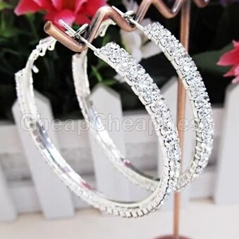 

Fashion Female Ear Ring New Crystal Rhinestone Exaggerated Luxury Big Circle Earrings 0.5cm--1/5in 1Pair