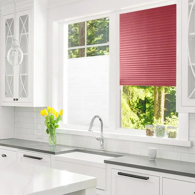 Самоклеющиеся плиссированные жалюзи, жалюзи, занавески для гостиной, полузатемненные оконные шторы для ванной комнаты, балконные шторы