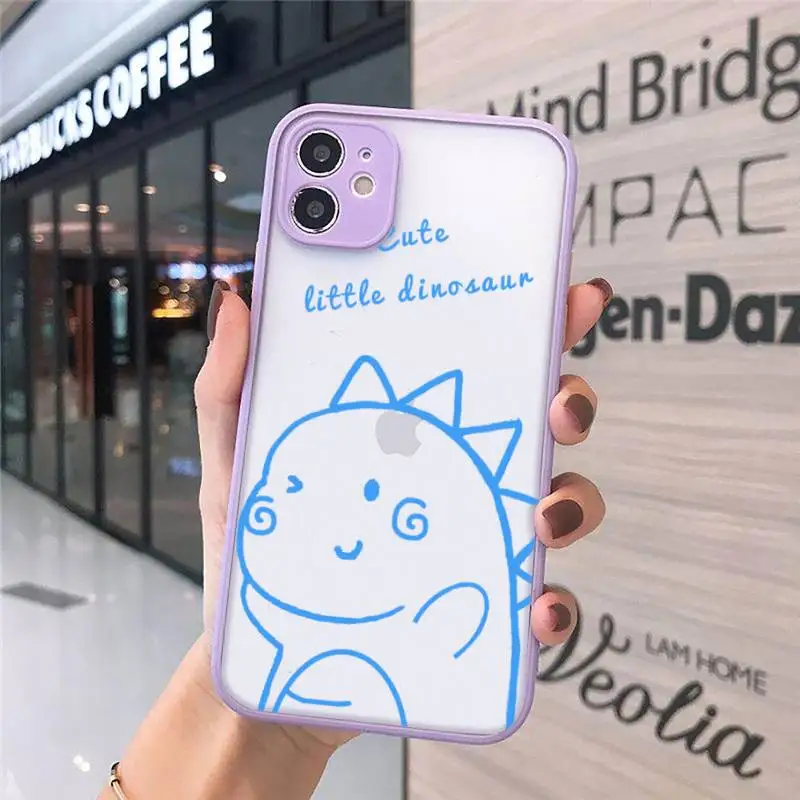 

Dinosaur Simplicity cartoon cute Phone Cases matte transparent For iphone 7 8 11 12 plus mini x xs xr pro max cover