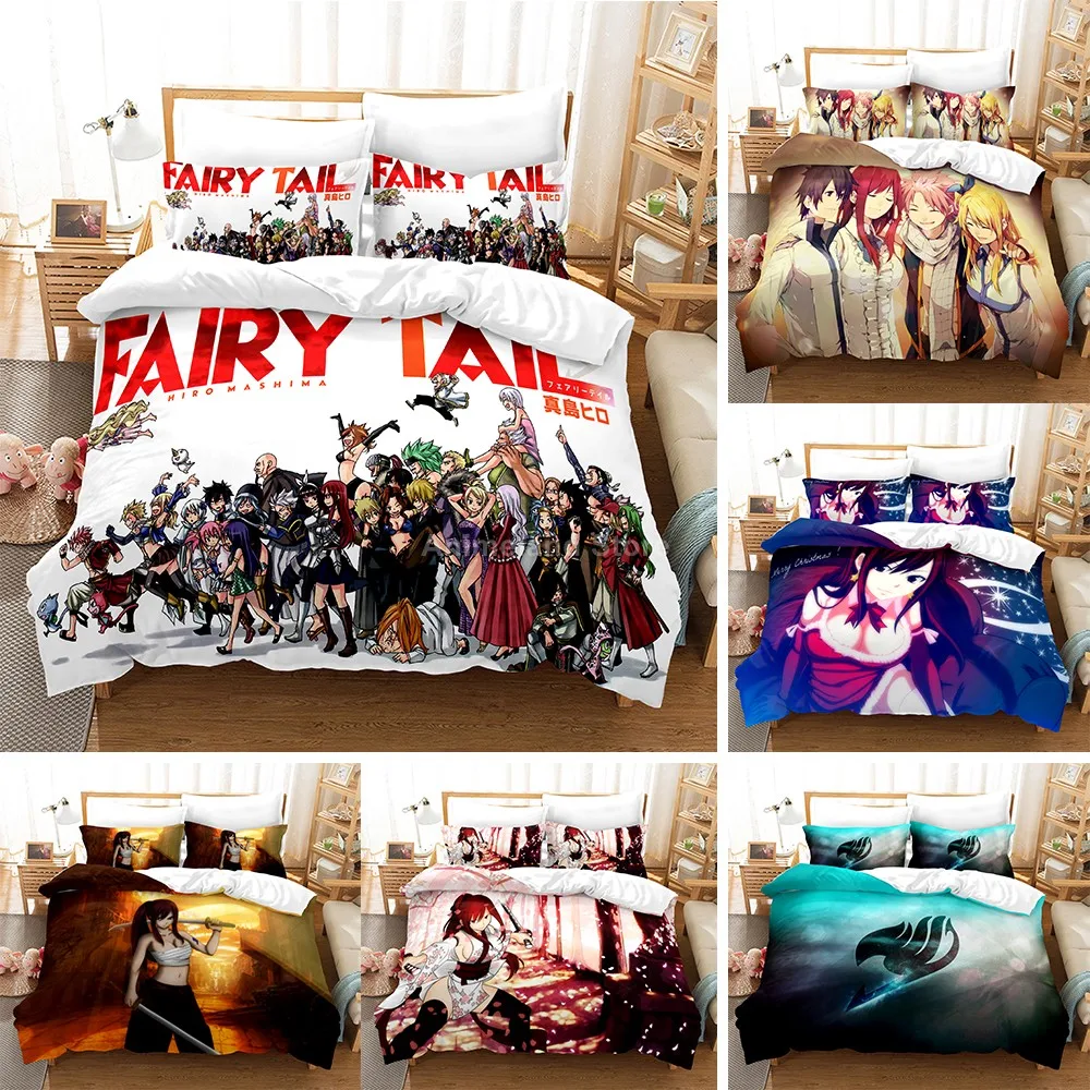 Anime Fairy Tail Duvet Cover Sets Comforter Japanese Bedding Set Kids Cartoon Boys Bed Linen Queen King Single Size Dropship | Дом и сад