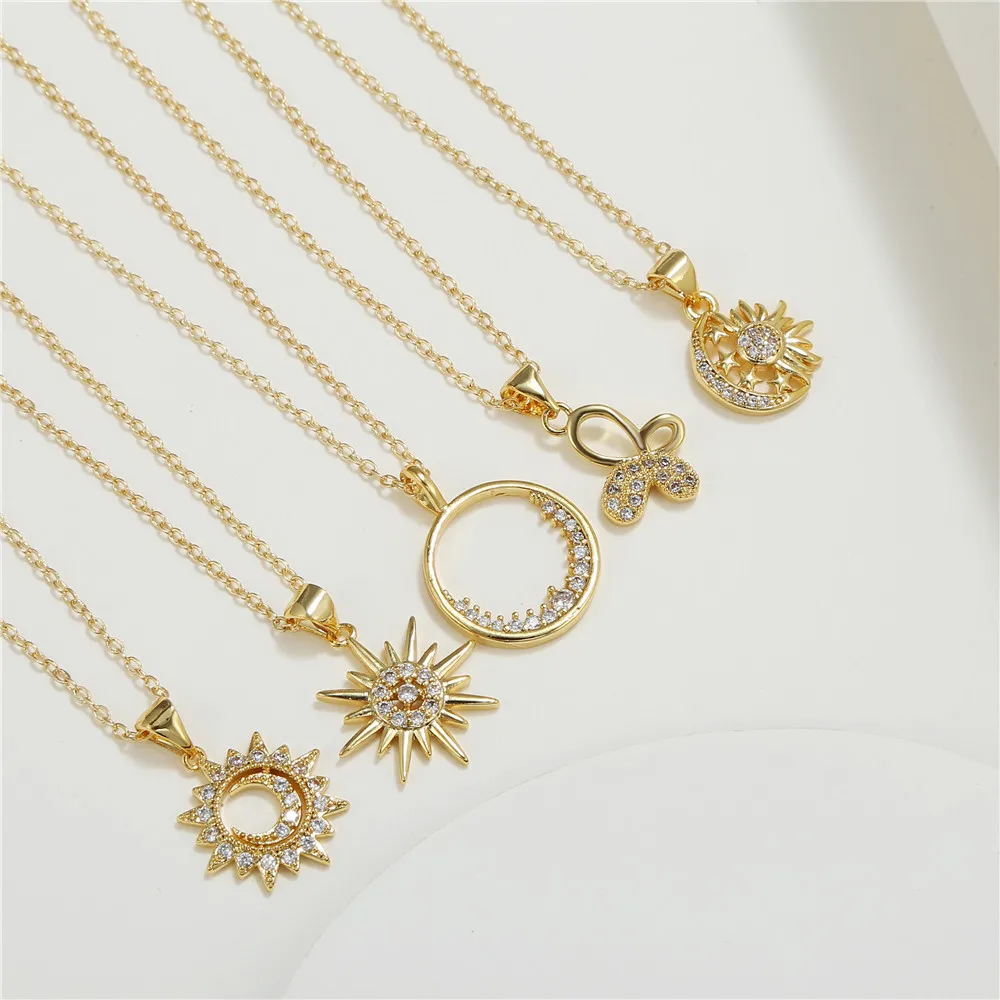 

Copper Cubic Zirconia Flowers Round Sun Pendant Necklace For Women Luxury Elegant Choker Birthday Party Fashion Women Jewelry