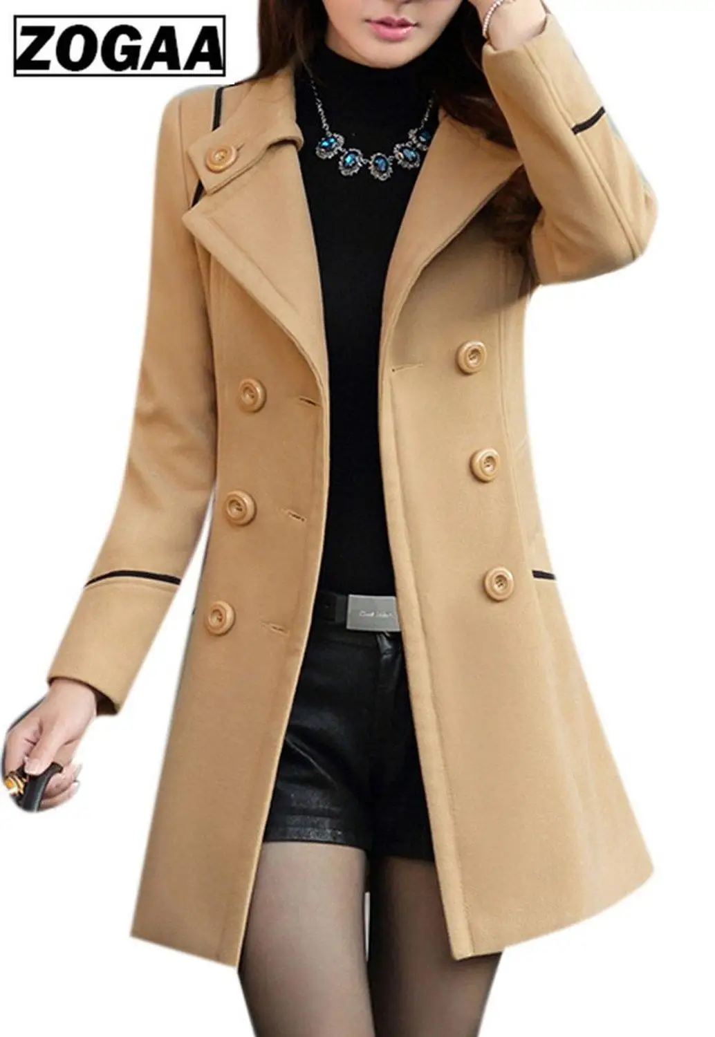 ZOGAA Женское шерстяное пальто зима-весна модный длинный Тренч женская теплая