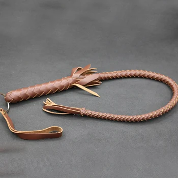 Brown 1m Веревка из воловьей кожи для верховой езды, укороченная лошадка, 1 м, кожаная ручная работа для скачки, тренировочный Конный кабаллон, аксессуары для оборудования - Цвет: Brown 1m