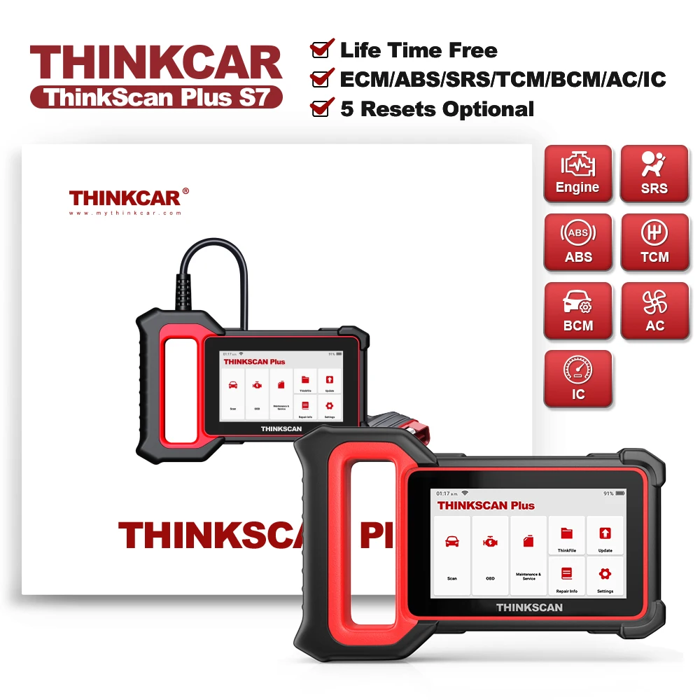 THINKCAR Thinkscan Plus S7 Free Update 7 Sytems 5 Oprional Resets Diagnostic Tools Oil EPB DPF SAS TPMS obd2 Scanner Programmer thinkcar thinkscan plus s2 s4 s7 lifetime free 2 4 5 resets genuine car diagnostic tool ecm tcm abs srs bcm system obd2 scanner