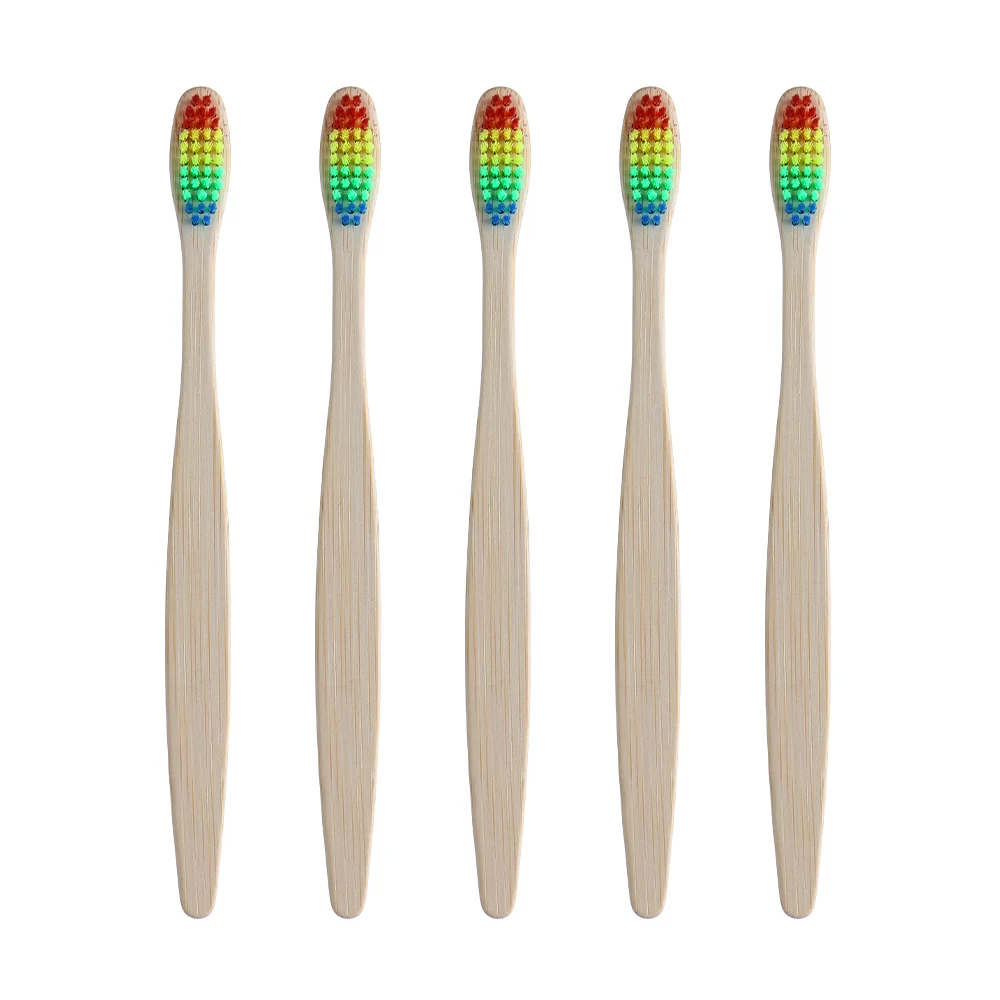 Rainbow 5Pc With Box 1/5 шт экологическая зубная щетка с бамбуковым углем для ухода за полостью рта, для чистки зубов, эко, средняя мягкая щетина, щетки - Цвет: Rainbow 5Pc With Box