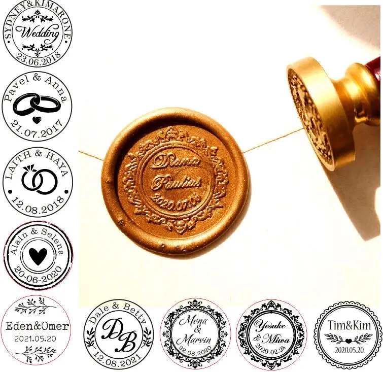 Печать на заказ в ретро стиле печать с логотипом жениха невесты пары двойное имя